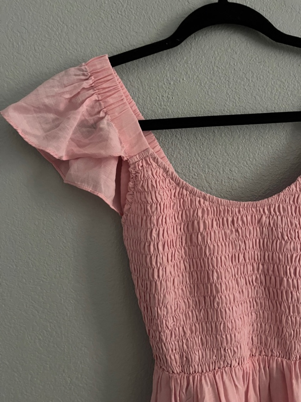 Pastel Bubblegum Pink Tiered Ruffle mini Sundress Flutter Sleeve M Medium - Picture 4 of 6